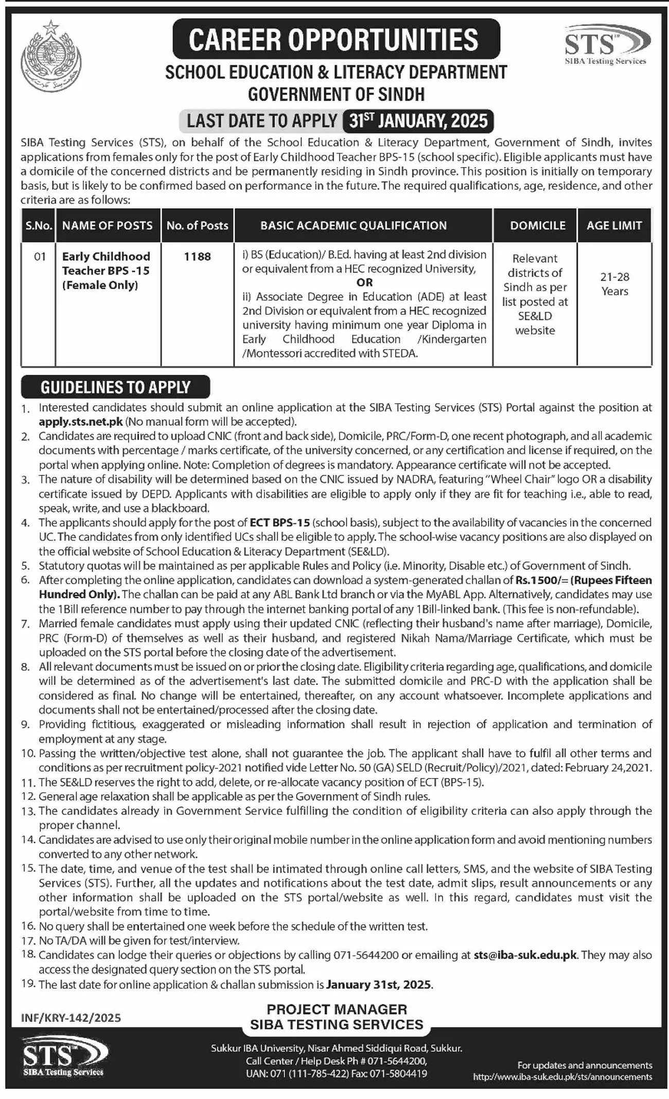 Latest School Education Department Jobs in Sindh 2025