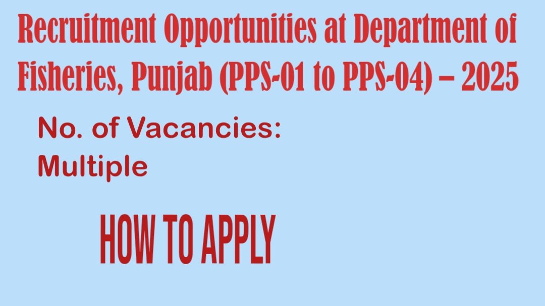 Recruitment Opportunities at Department of Fisheries, Punjab (PPS-01 to PPS-04) – 2025 