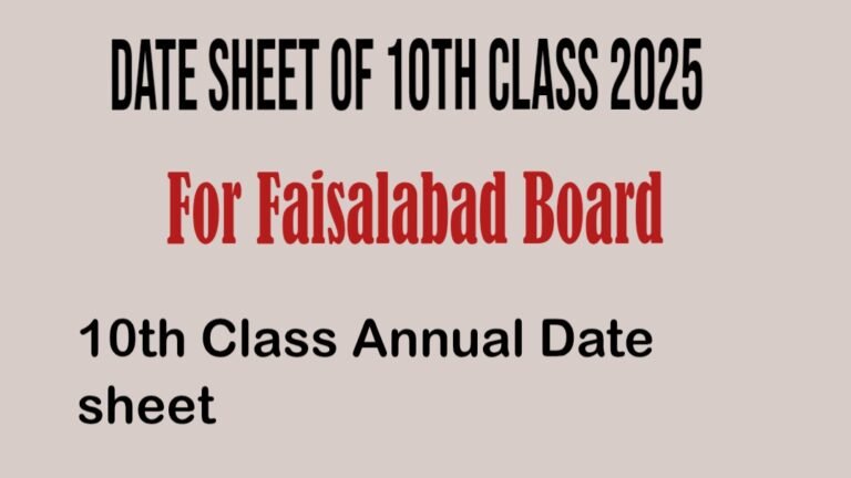 Faisalabad Board 10th Class Date Sheet 2025: